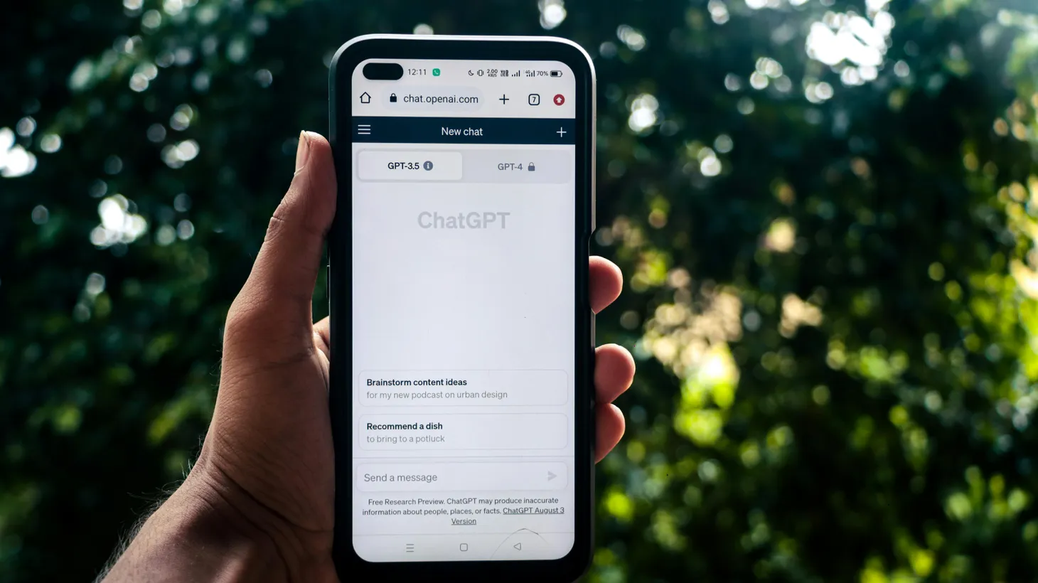 A graphic shows a person communicating with an AI chatbot